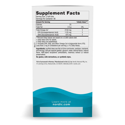 Nordic Naturals Ultimate Omega 2X, Lemon Flavor - 180 Soft Gels - 2150 mg Omega-3 - High-Potency Fish Oil with EPA & DHA - Promotes Brain & Heart Health - Non-GMO - 90 Servings