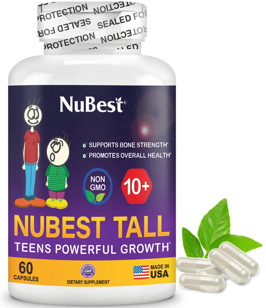 NuBest Tall 10+ Premium Bone Strength Formula, Enhanced Immunity and Overall Health for Age 10+ - Who Drink Milk Daily with Calcium, Vitamin D3, Vitamin K2, and Multivitamins - 60 Capsules