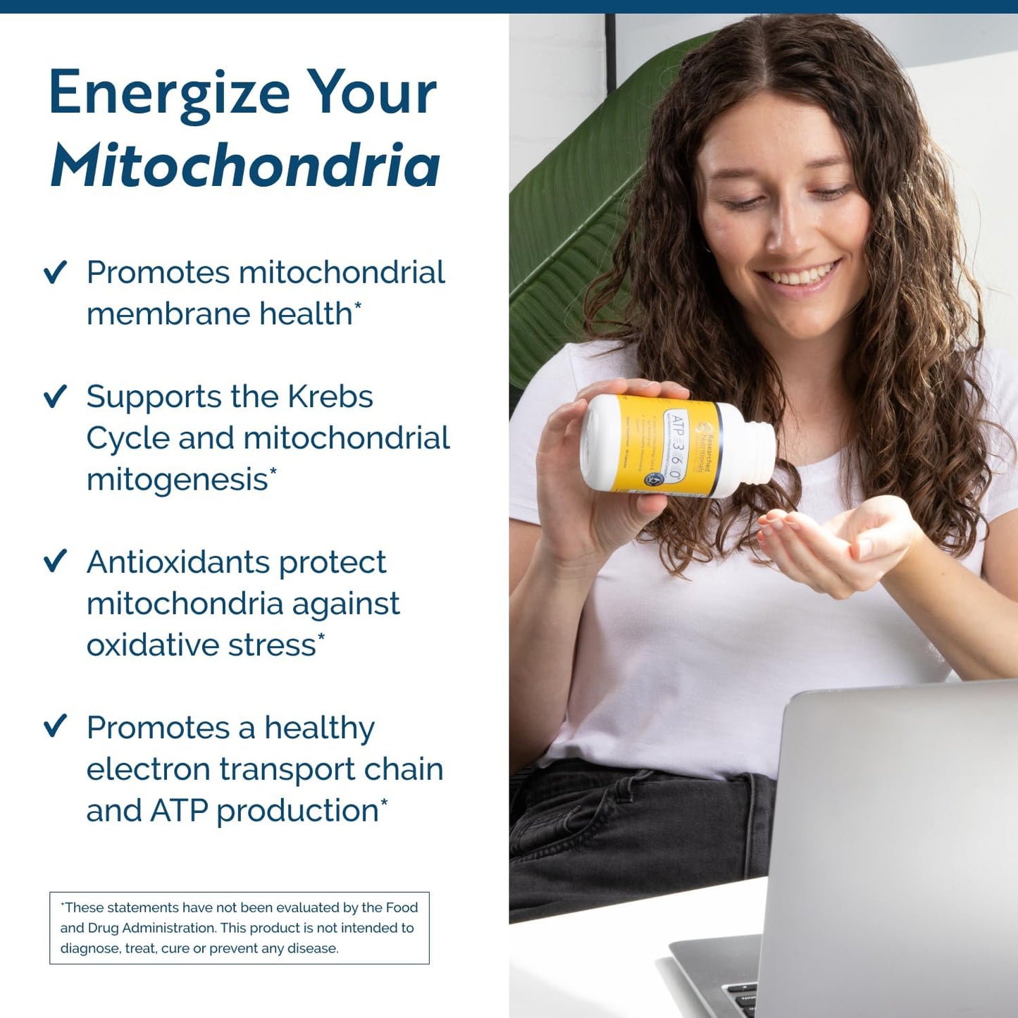 Researched Nutritionals ATP 360 Mitochondrial Supplements - ATP Supplements with Coq 10 & Vitamins for Energy Support - Help Repair Mitochondrial Membranes (90 Capsules)