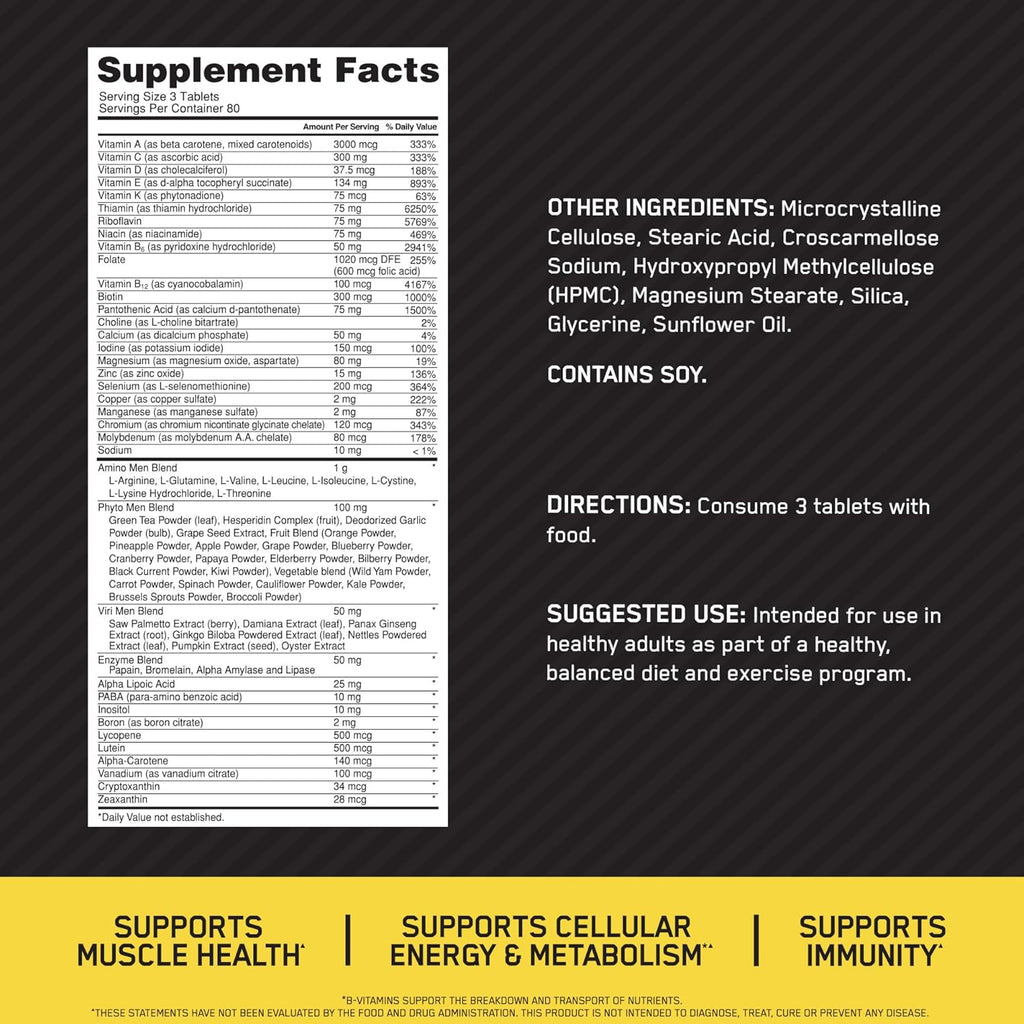 Optimum Nutrition Opti-Men Multivitamin Tablets