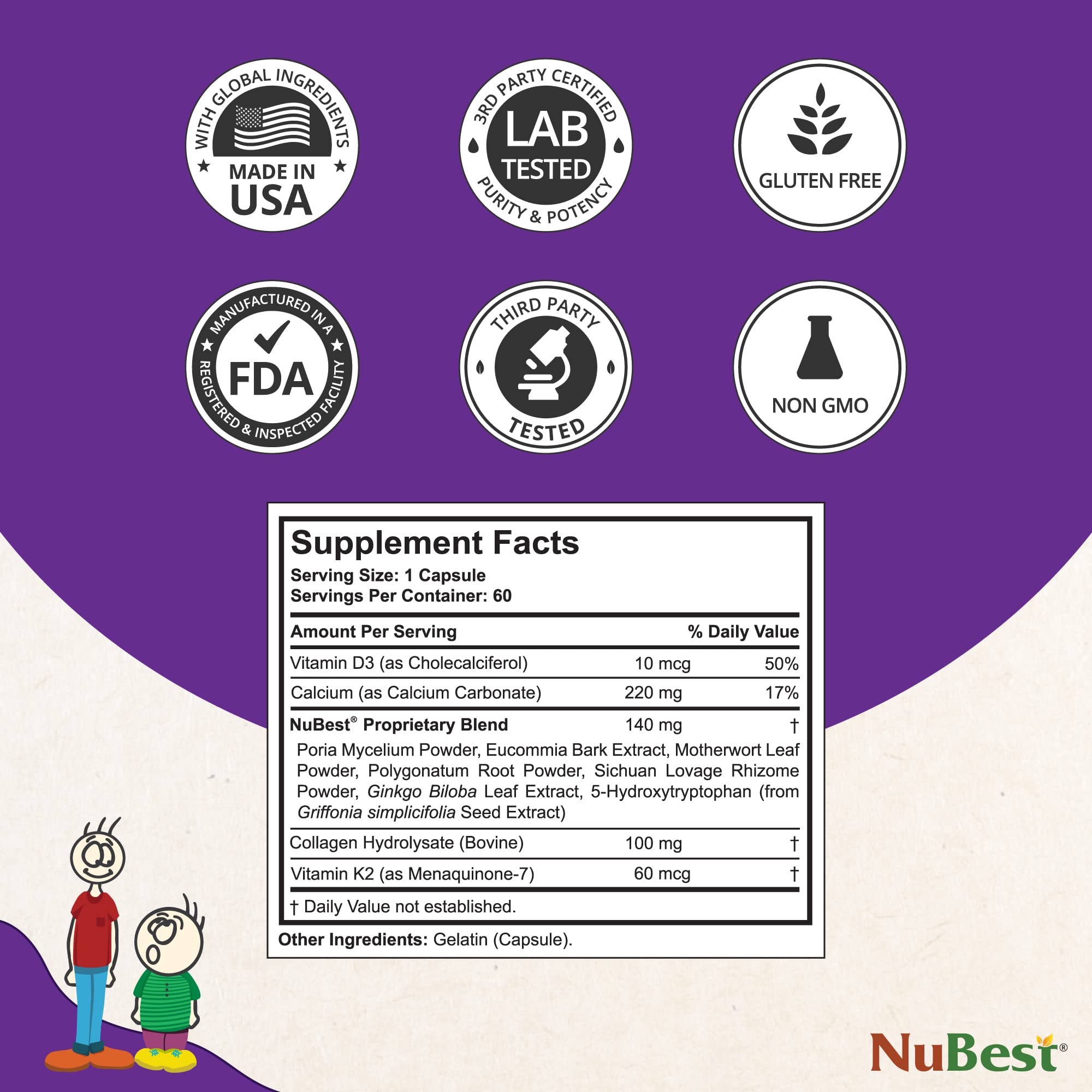 NuBest Tall 10+, Powerful Growth for Kids & Teens (10+), Milk Drinkers, 60 Capsules