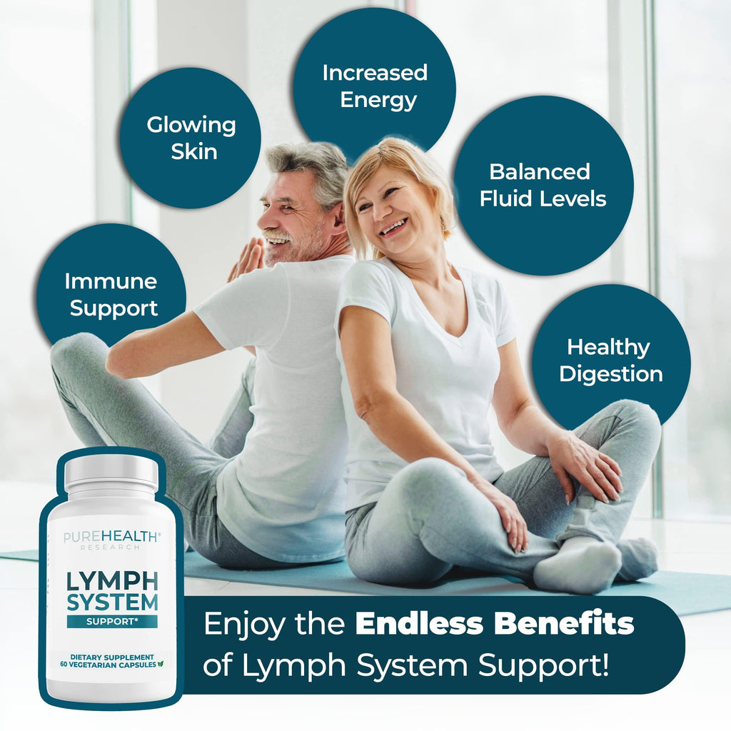 PUREHEALTH RESEARCH Lymph System Support – Lymphatic Drainage Supplement for Women & Men (60 Capsules)