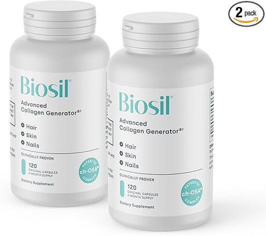 Biosil Collagen Generator - 120 Original Capsules Pack of 2 - with Patented ch-OSA Complex - Generates & Protects Your Own Collagen - GMO Free - 60-Day Supply