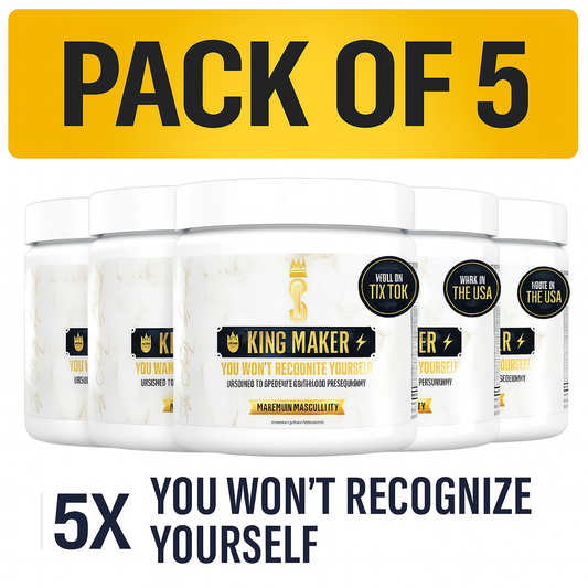King Maker Pack of 5, 13-in-1 Anabolic Supplement for Men to Increase Stamina, Lean Muscle Growth & Recovery, N.O. Booster with Tongkat Ali (LJ100), 120 Capsules
