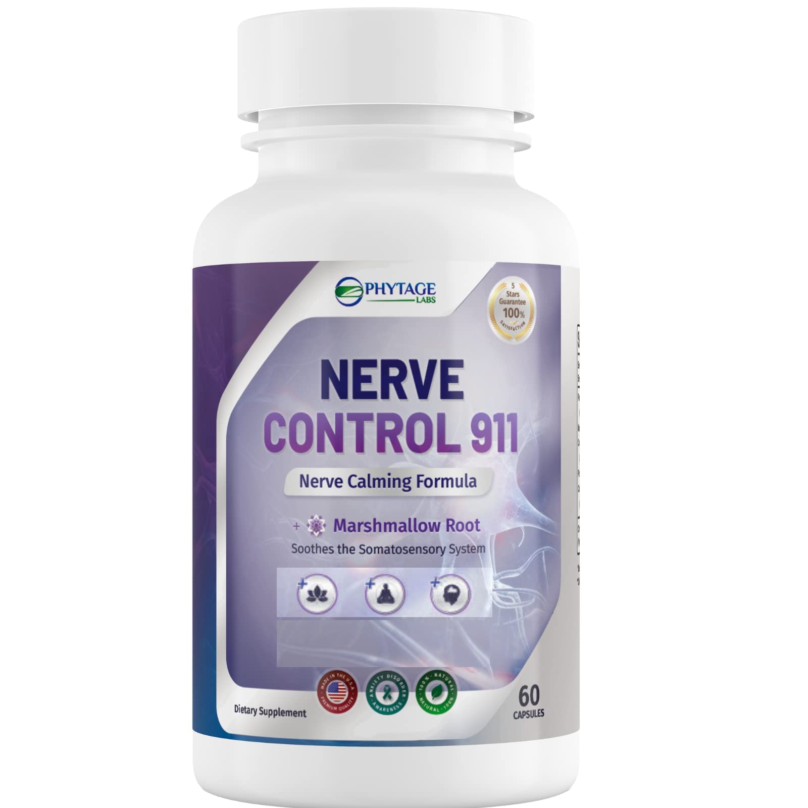 Supplement bottle labeled 'Nerve Control 911' on a white background