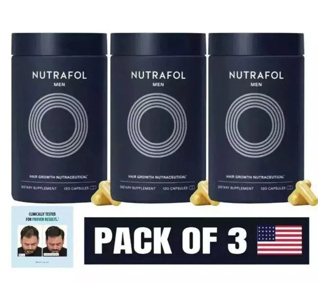 Nutrafol Men's Hair Growth Supplements Pack of 3, Clinically Tested for Visibly Thicker Hair and Scalp Coverage, Dermatologist Recommended - 1 Month - Jia Sales