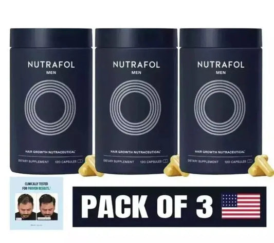 Nutrafol Men's Hair Growth Supplements Pack of 3 , Clinically Tested for Visibly Thicker Hair and Scalp Coverage, Dermatologist Recommended - 1 Month Supply - Jia Sales