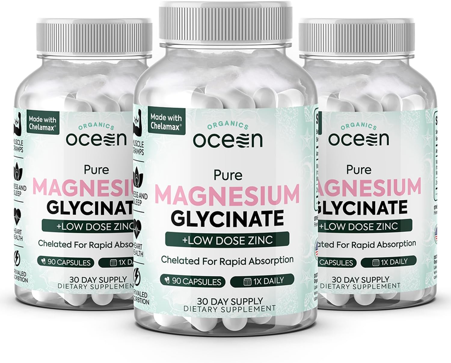 Organics Ocean Pure Magnesium Glycinate with Zinc: Advanced Sleep & Muscle Support