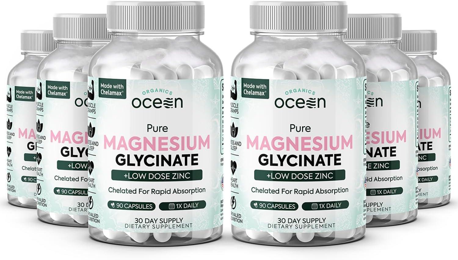 Organics Ocean Pure Magnesium Glycinate with Zinc: Advanced Sleep & Muscle Support