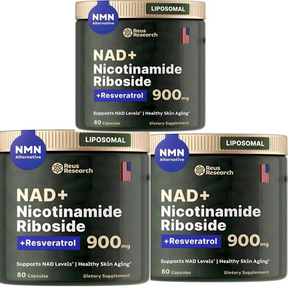 Reus Research Nicotinamide Riboside 900mg Pack of 3, NAD+ Supplement NMN Supplement Alternative