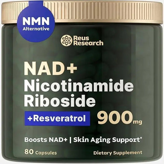 Reus Research Nicotinamide Riboside 900 mg - Liposomal Nicotinamide Riboside w/Resveratrol & Quercetin - High Purity NAD Supplement for Anti-Aging, Energy, Focus - 80 Capsules - Jia Sales