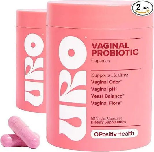 URO Women Probiotics Capsules for Women pH Balance with Prebiotics & Lactobacillus Probiotic Blend - Women's Vaginal Health Supplement - Promote Healthy Vaginal Odor & Vaginal Flora, 60 Count (Pack of 2)